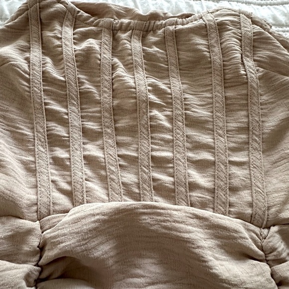 PrettyLittleThing Stone Bandeau Cowl Detail Ruched MIDI Dress Size 0 - Picture 9 of 16